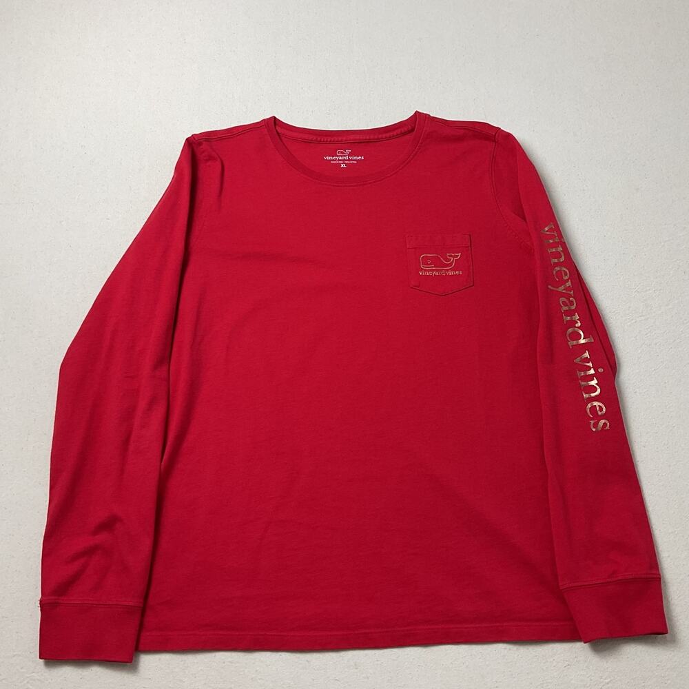 Vineyard Vines Red Long Sleeve Shirt Gold Graphics Adult XL